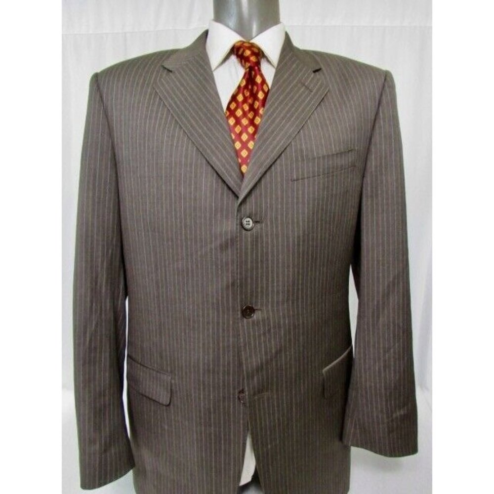 Canali 42L Brown 3 Button Wool Suit Jacket Blazer Made in Italy for Saks‎ Fifth